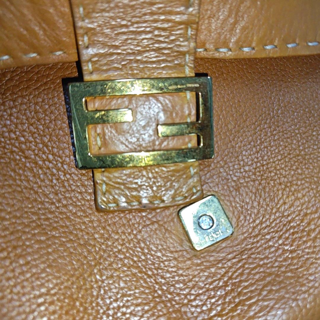 Fendi Mamma Baguette Selleria Calfskin Leather Caramel Tan Brown Shoulder Bag 1