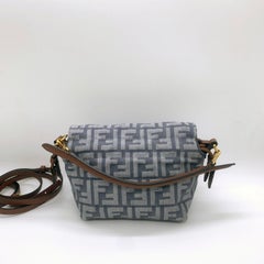 Fendi Mamma Baguette Small Blue FF Denim Jacquard Shoulder Crossbody Bag 8BS105