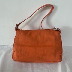 Fendi Mamma Baguette Vintage Orange Cloth Silver Hardware Shoulder Bag