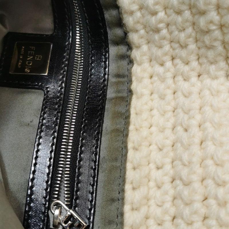 Fendi Mamma Baguette White Crochet Pompom Shoulder Bag 5
