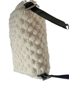Fendi Mamma Baguette White Wool Pom pom