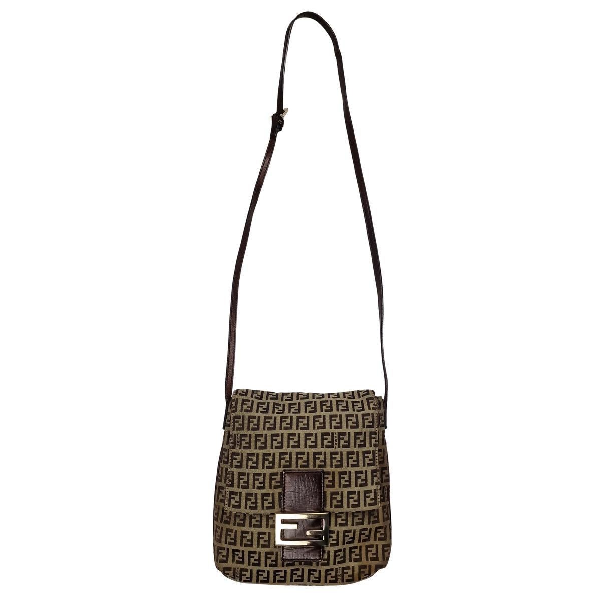 Fendi Mamma Baguette Zucca Canvas Shoulder Bag Brown