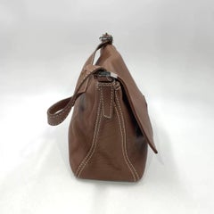 Fendi Mamma Forever Baguette Selleria Brown Calfskin Leather Silver Hardware