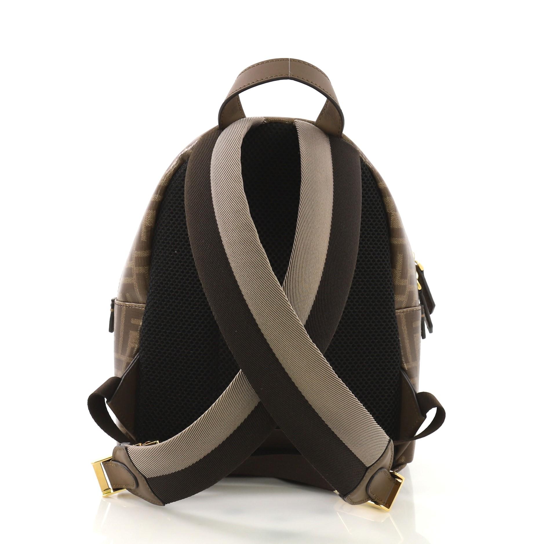 Black Fendi Mania Logo Backpack Zucca Coated Canvas