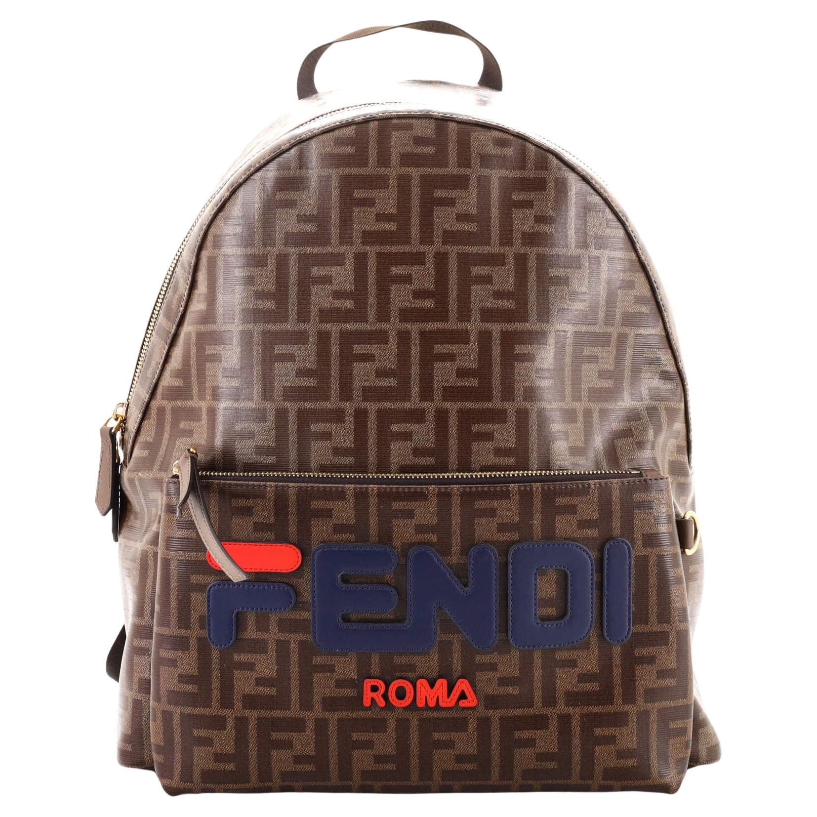 Fendi Mania Logo Backpack Zucca Coated Canvas Medium