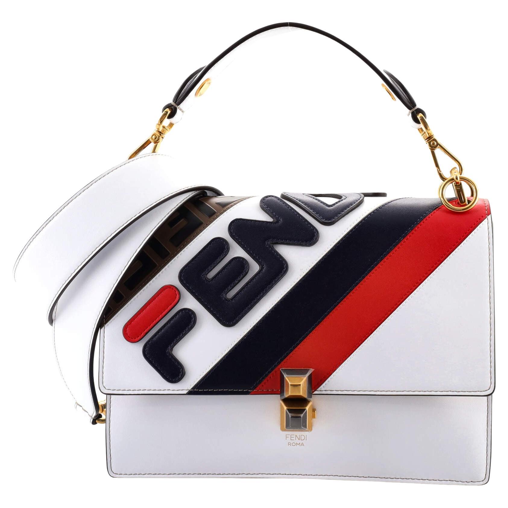 Fendi Mania Logo Kan I Bag Inlaid Leather Medium at 1stDibs