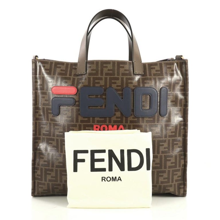 Fendi Mania Logo Shopper Tote Zucca Coated Canvas Large at 1stDibs