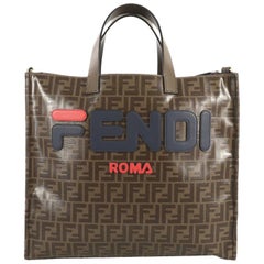 Fendi Mania Logo Shopper Tote Zucca Coated Canvas Large