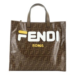  Fendi Mania Logo Shopper Tote Zucca Coated Canvas Large