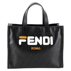 Fendi Mania Logo Shopper Tote Zucca Coated Canvas Small