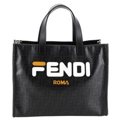 Fendi Mania Logo Shopper Tote Zucca Coated Canvas Small 