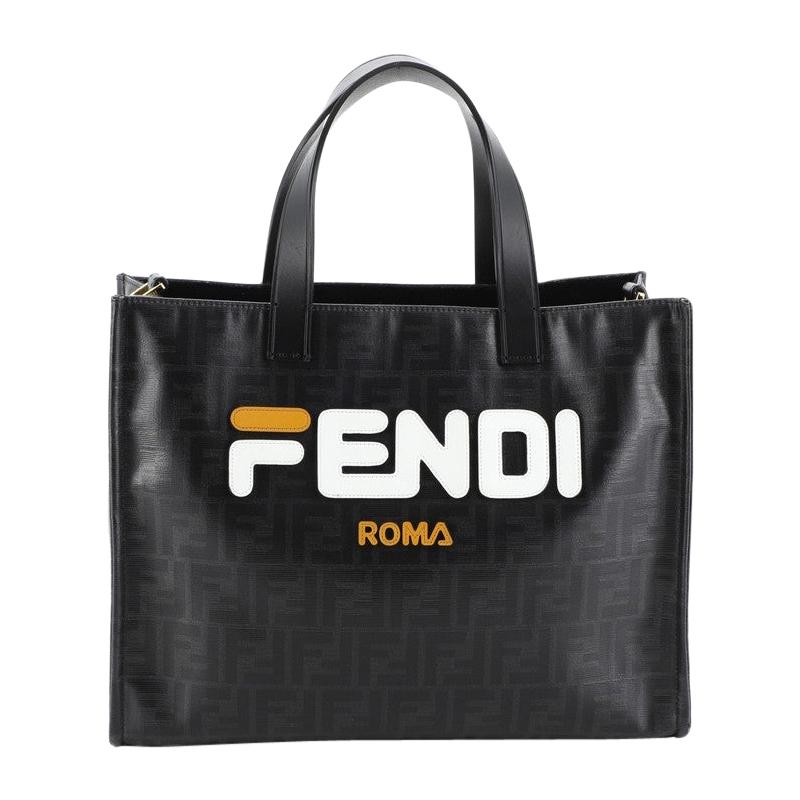 Fendi Mania Logo Shopper Tote Zucca Coated Canvas Small 