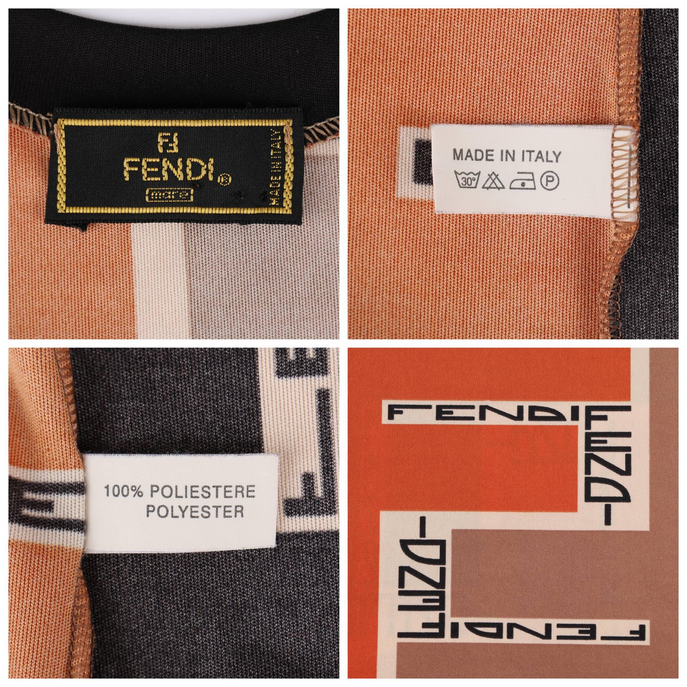 FENDI Mare c.1990's Color-block Zucca FF Monogram Knit Sleeveless Shift Dress In Good Condition In Thiensville, WI