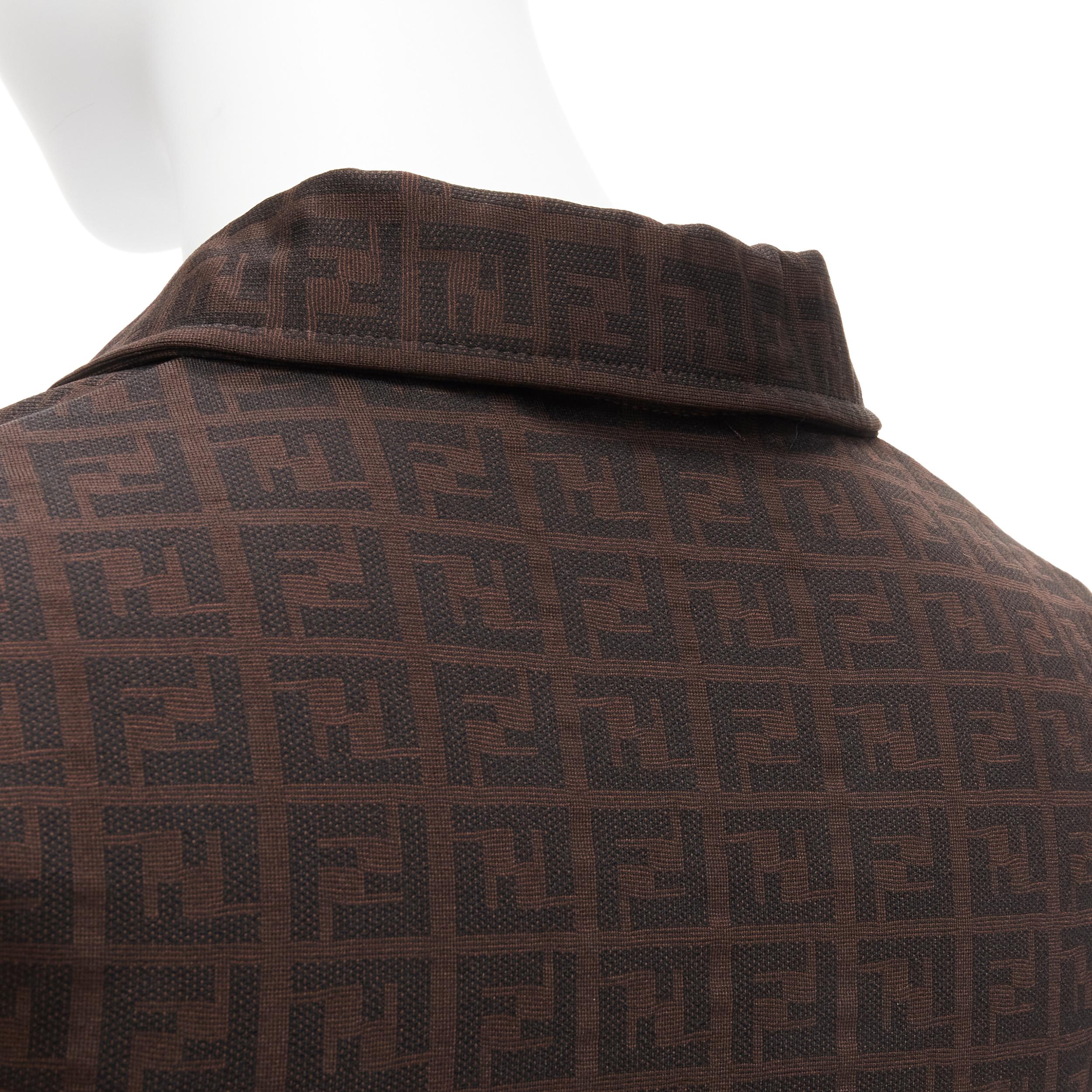FENDI MARE Vintage brown FF Zucca monogram jacquard polo top IT40 S For Sale 3