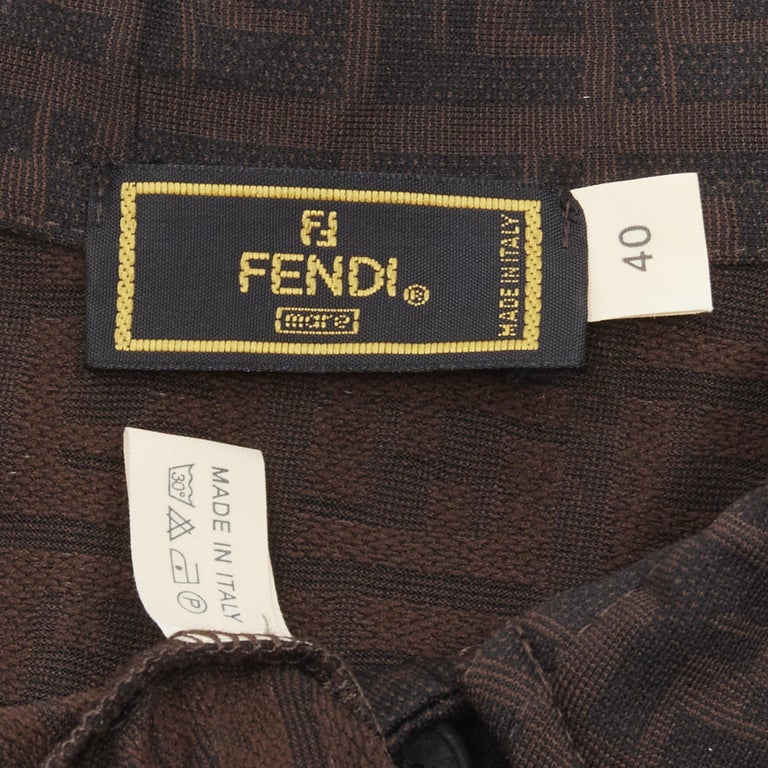 ヴィンテージFENDI mare キャミソール 40 FENDI MARE Vintage brown FF Zucca monogram jacquard polo top IT40
