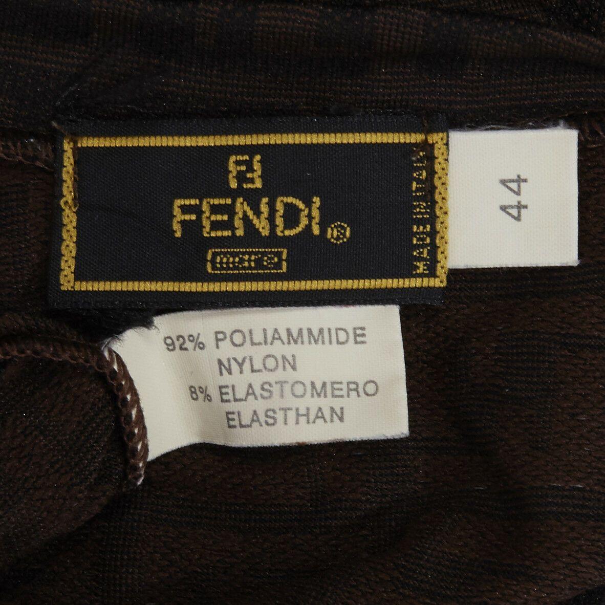 FENDI MARE Zucca FF monogram brown jacquard knit stretch mini dress IT44 L 3