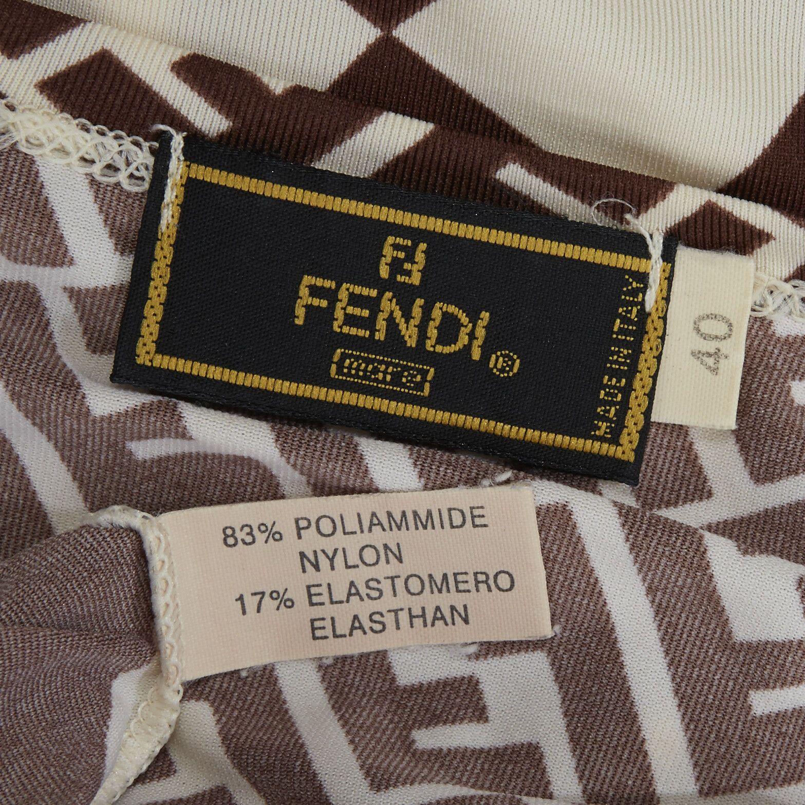 FENDI MARE Zucca FF monogram cream brown checker print sleeveless vest top S 4