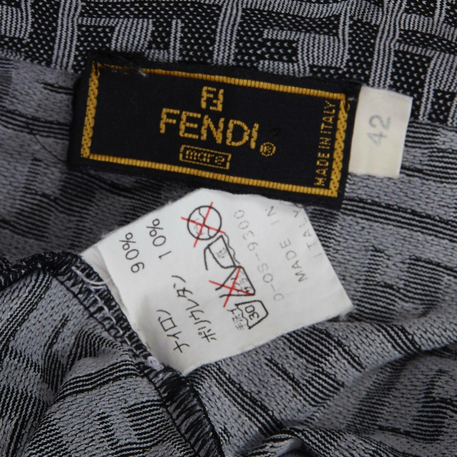 FENDI MARE Zucca FF monogram grey jacquard knit polo shirt top IT42 M 2