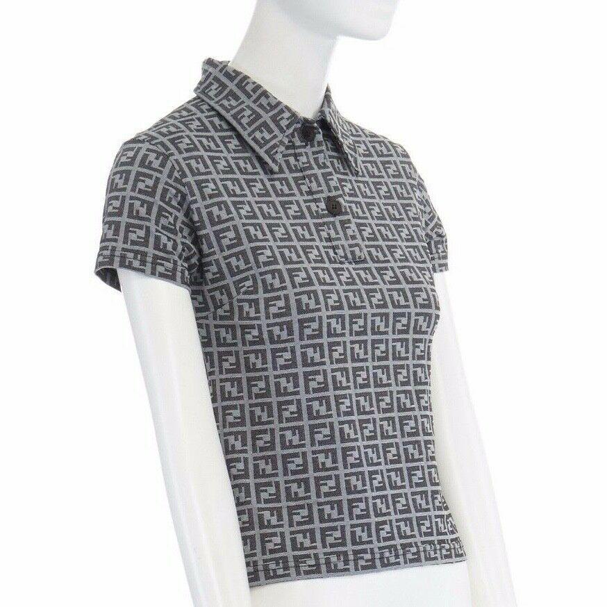 Fendi Zucca Print Polo Shirt Sz S Kleding Dameskleding Tops & T-shirts Polos 