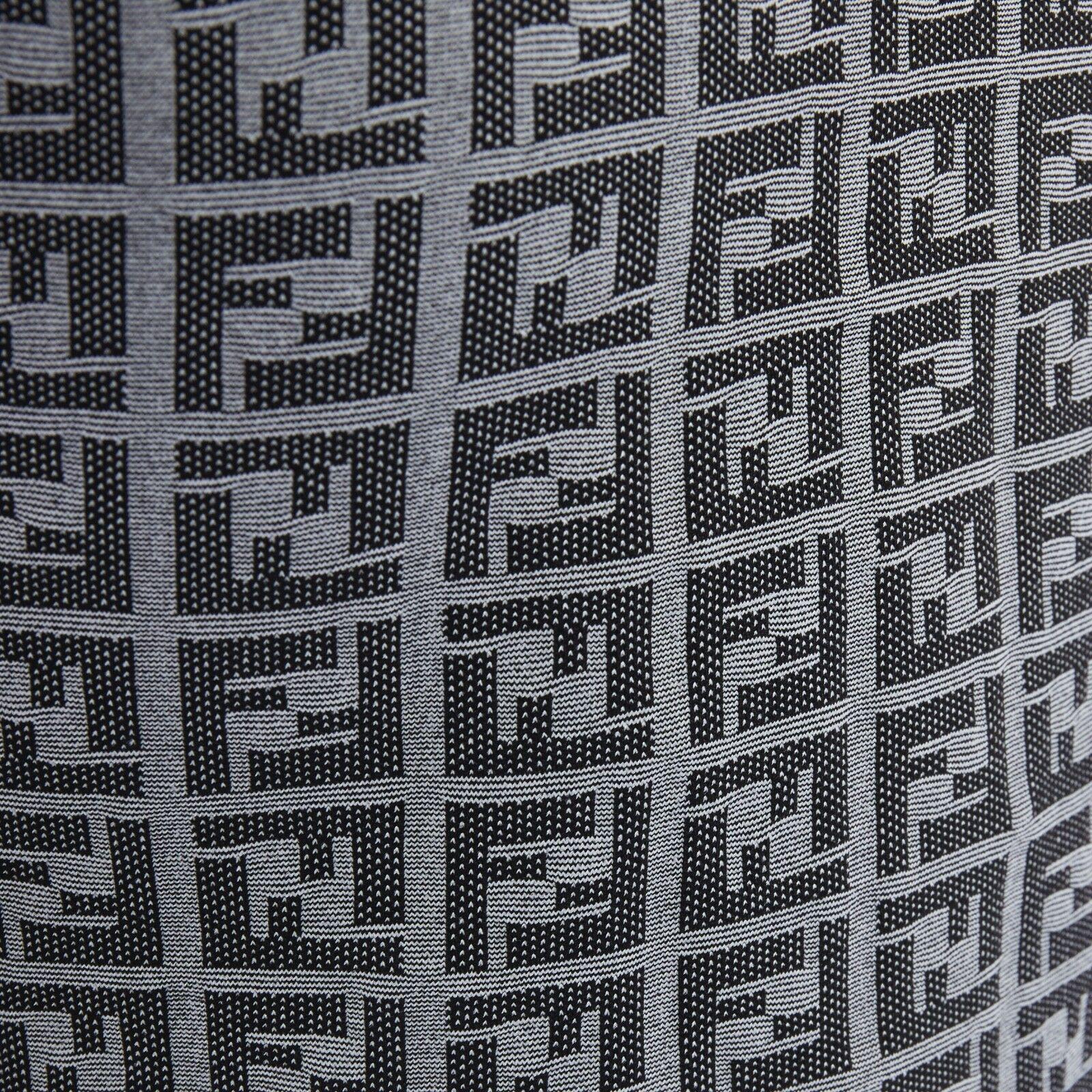 FENDI MARE Zucca FF monogram grey jacquard knit polo shirt top IT42 M 1