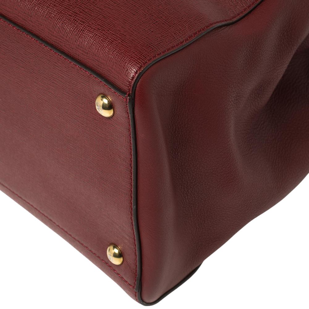Brown Fendi Maroon Leather Medium 2Jours Tote