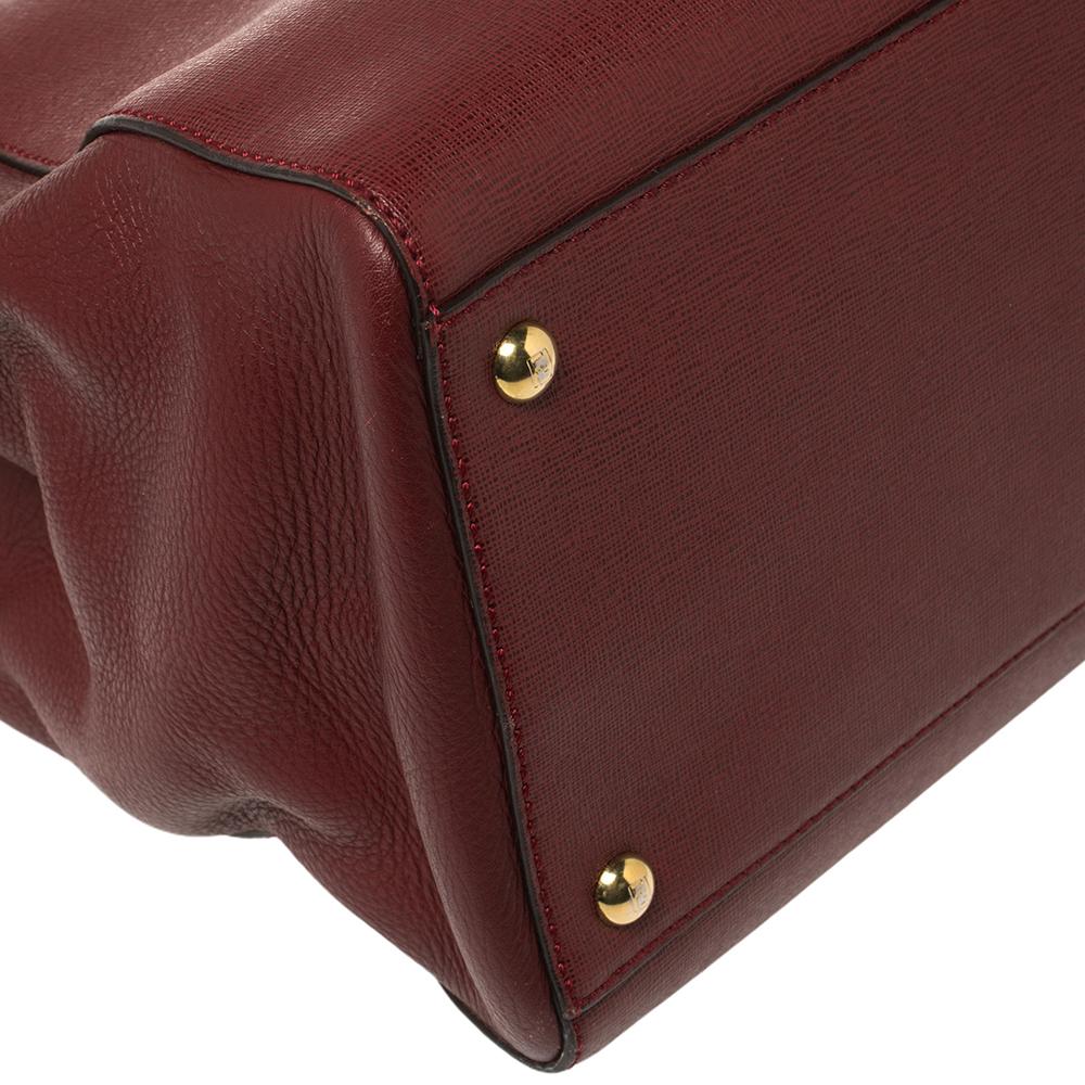 Women's Fendi Maroon Leather Medium 2Jours Tote