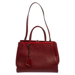 Fendi Maroon Leather Medium 2Jours Tote
