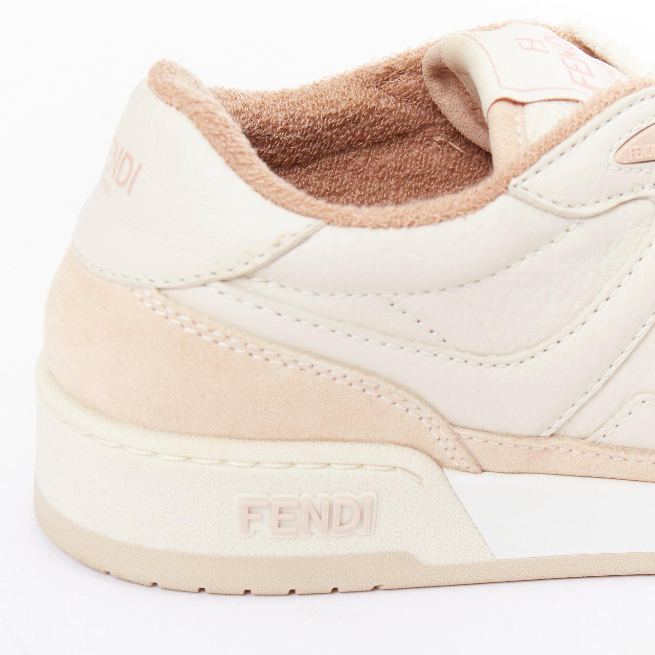 FENDI Match Low beige rosa cuero logo FF zapatillas planas gruesas EU35 en venta 3