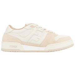 FENDI Match Low beige rosa cuero logo FF zapatillas planas gruesas EU35