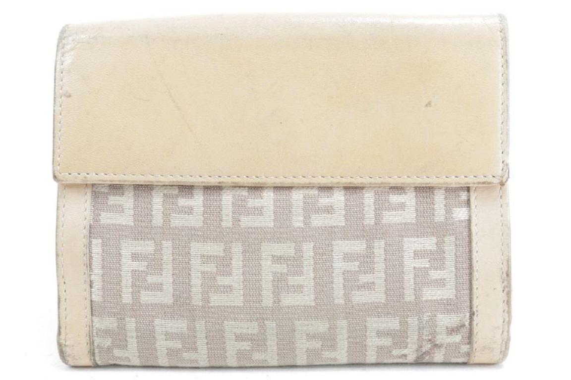 Beige Fendi Mauve/Nude Monogram Zucca Forever Ff Compact Flap Logo 16fk0116 Wallet