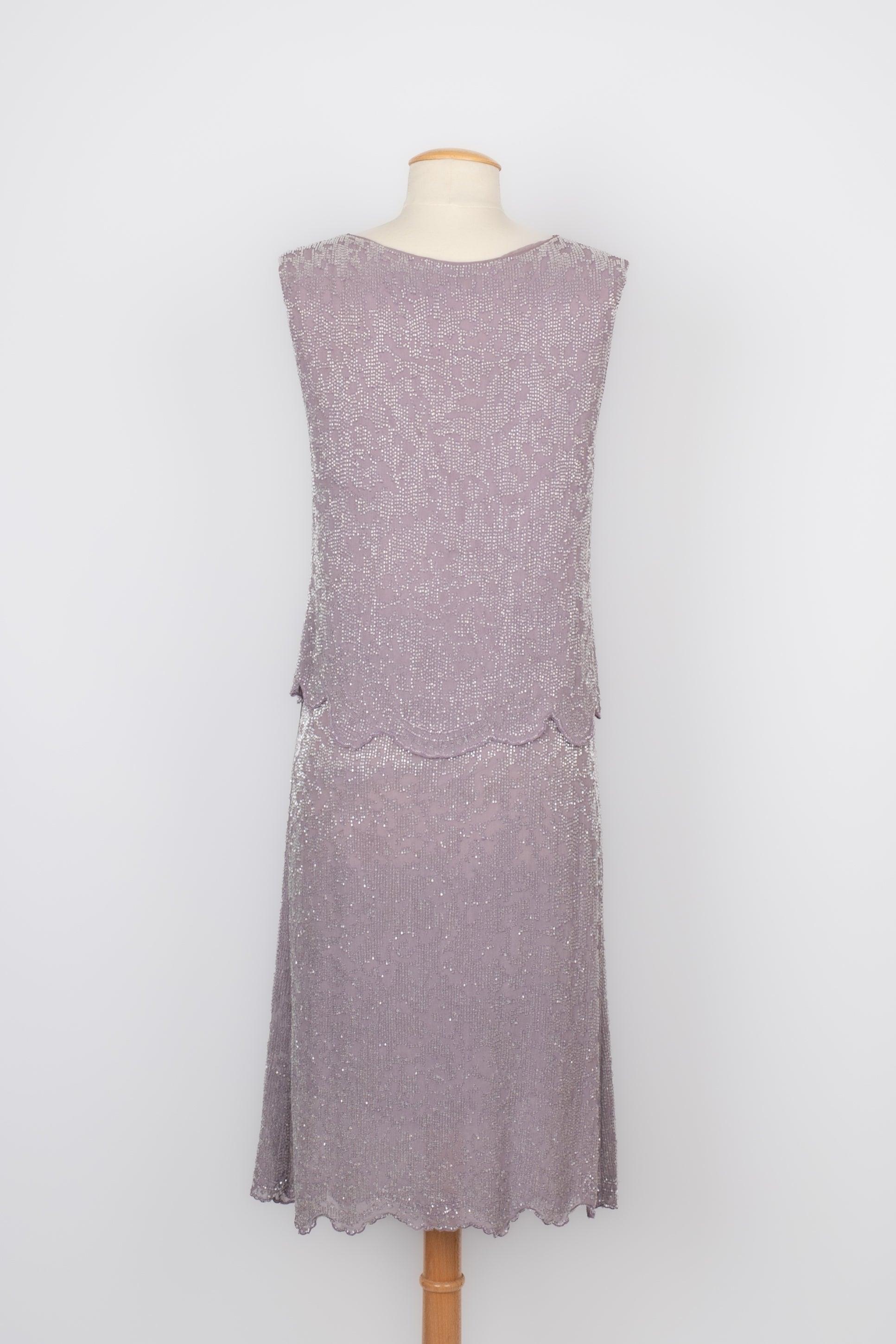 Fendi Mauve Silk Muslin Set of Top and Skirt In Excellent Condition For Sale In SAINT-OUEN-SUR-SEINE, FR