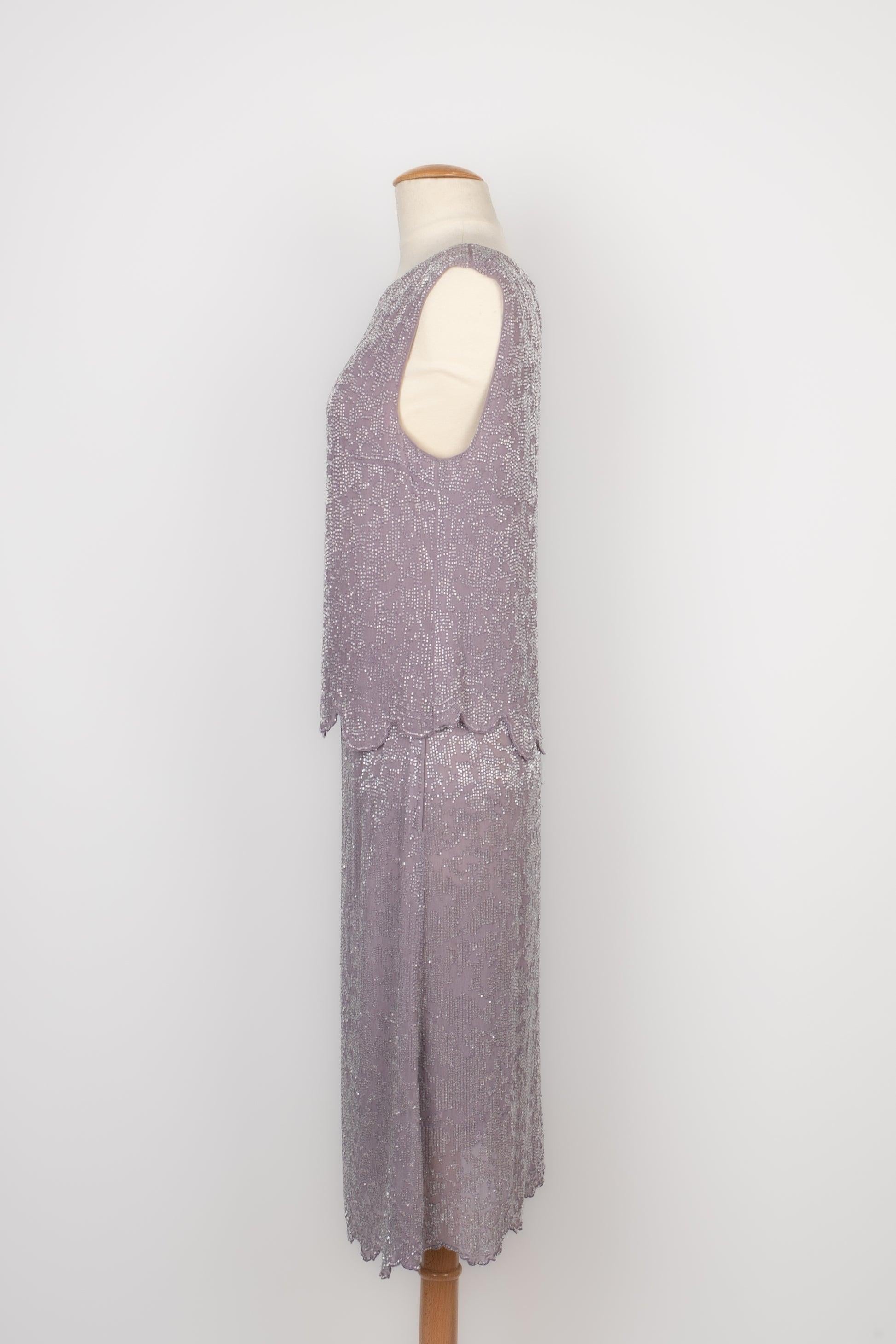 Women's Fendi Mauve Silk Muslin Set of Top and Skirt For Sale