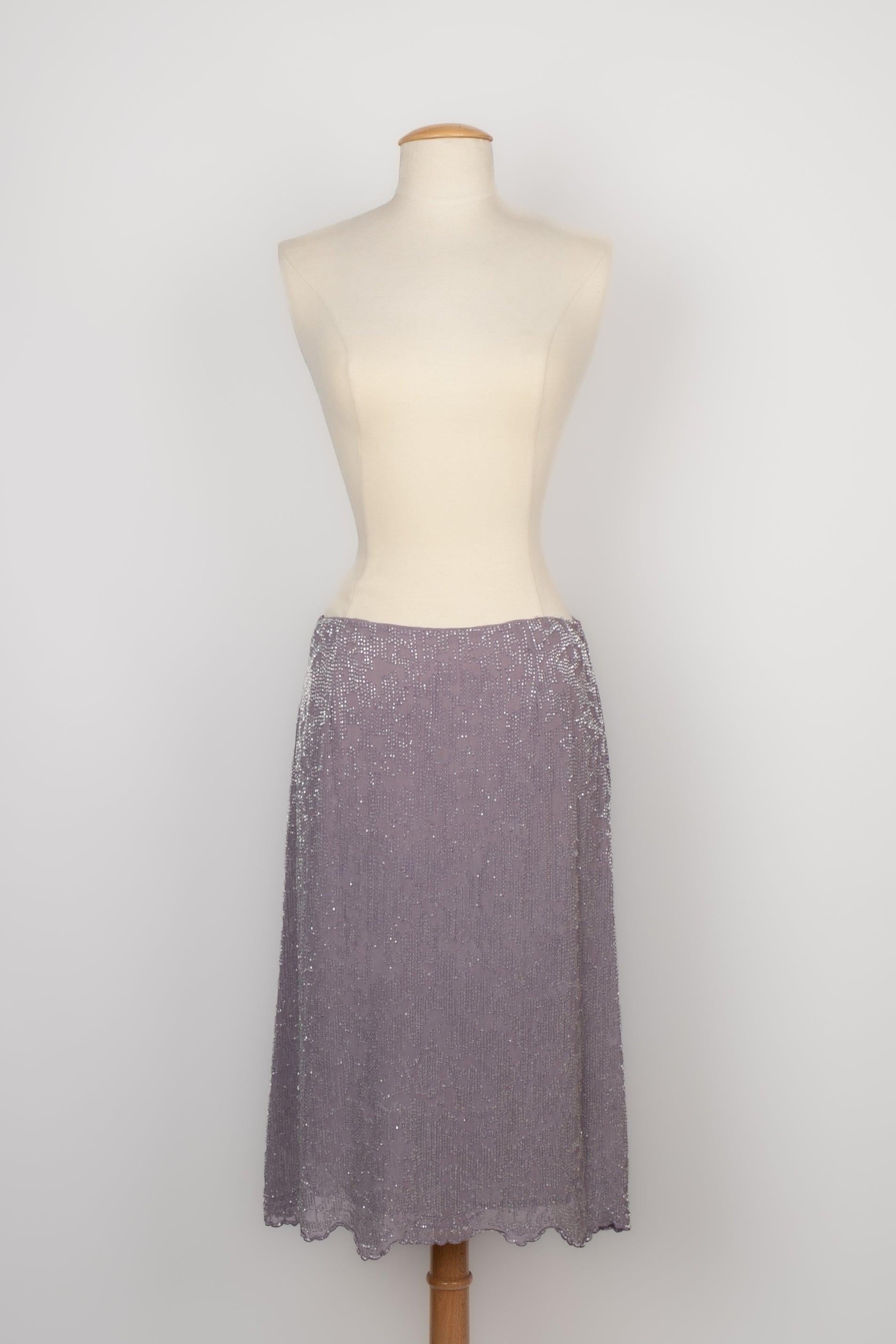 Fendi Mauve Silk Muslin Set of Top and Skirt For Sale 3