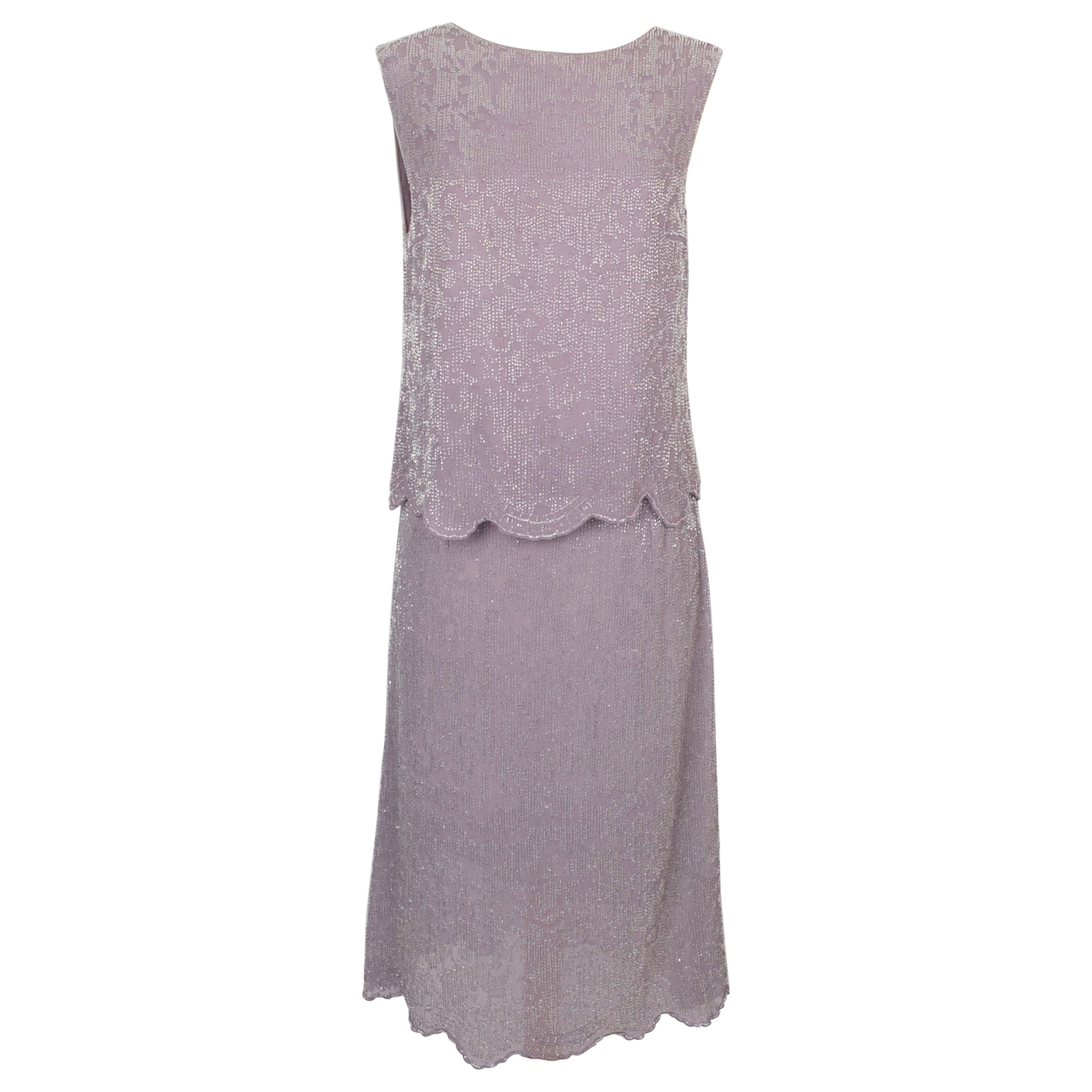 Fendi Mauve Silk Muslin Set of Top and Skirt For Sale