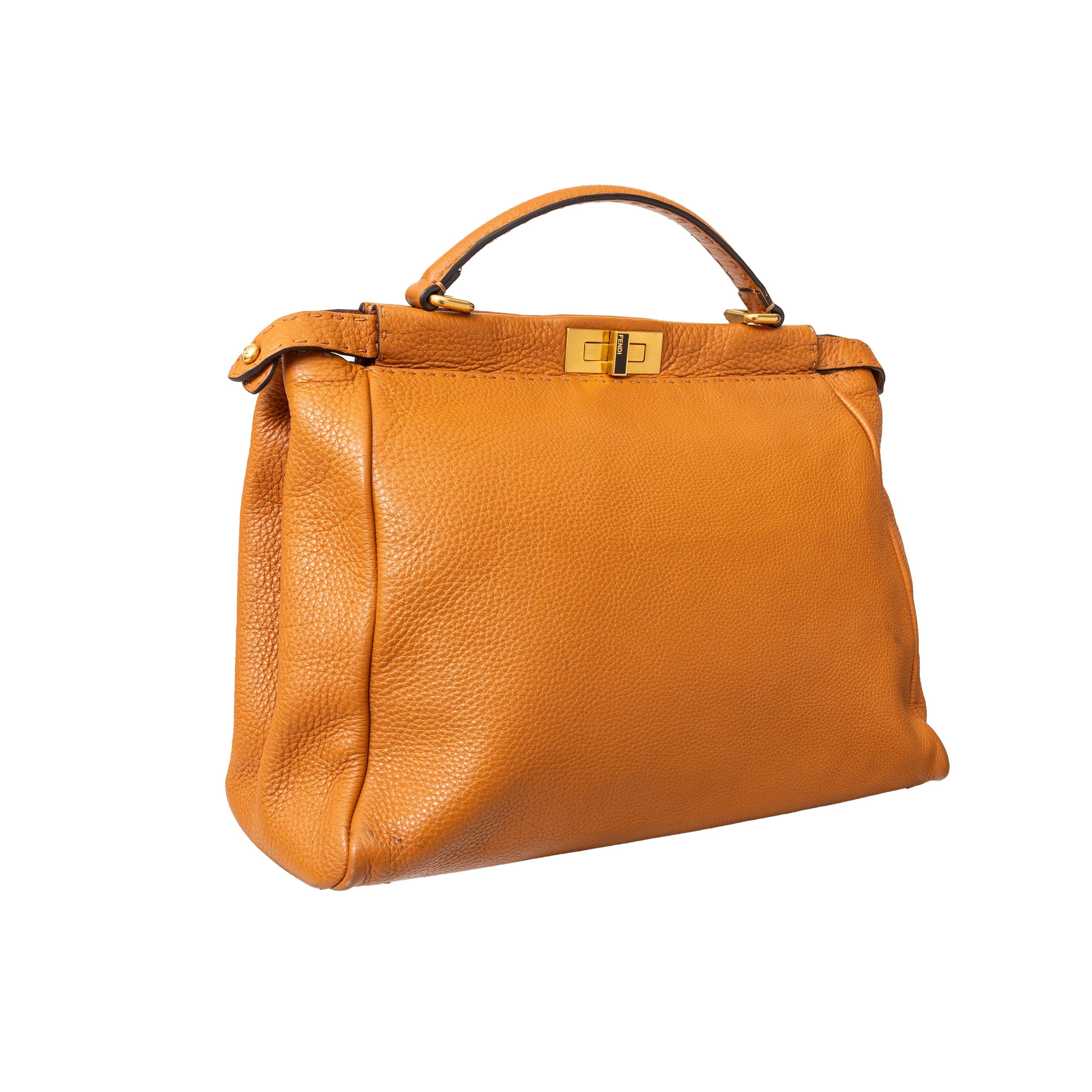 Orange Fendi Medium Peekaboo Bag - '00s