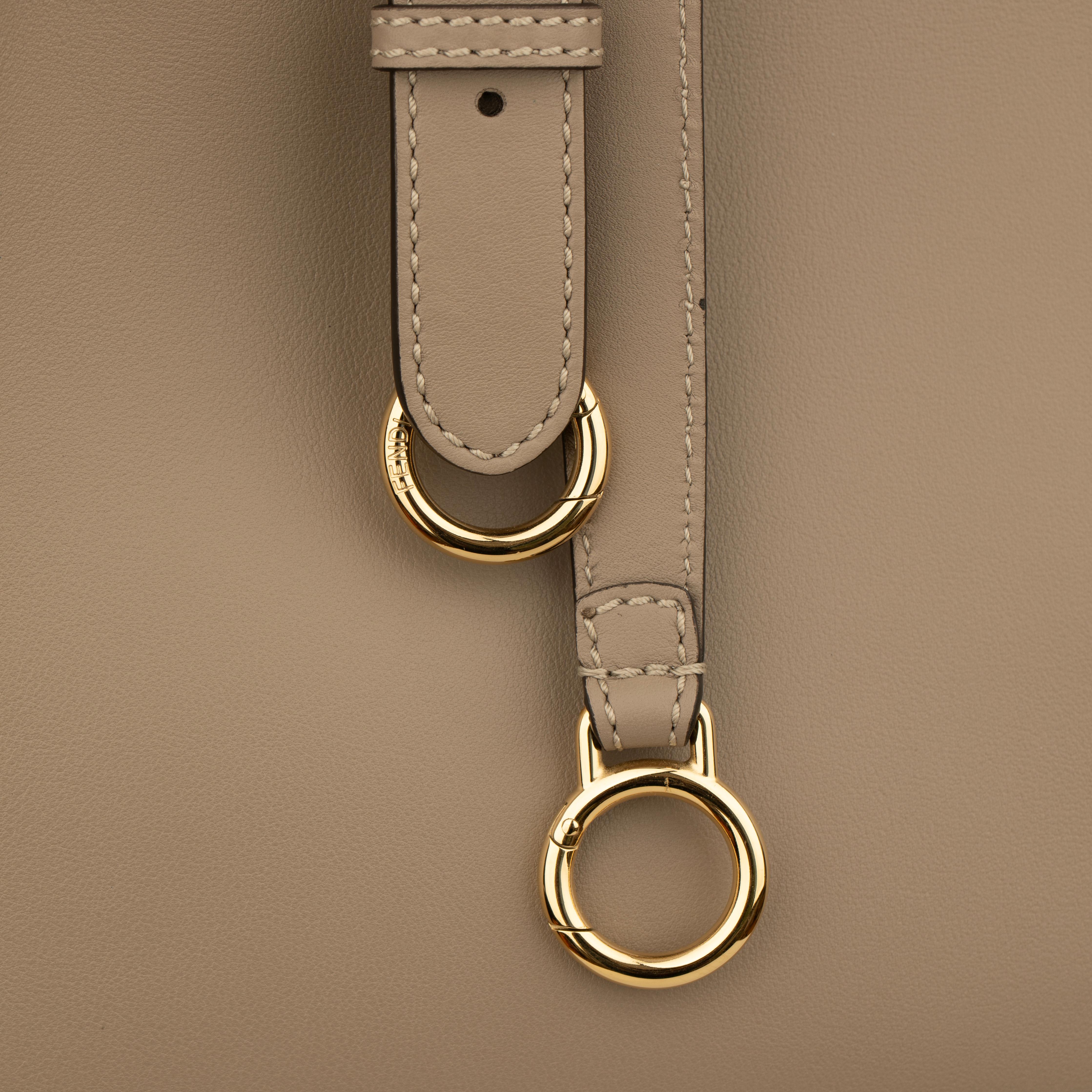 Fendi Medium Peekaboo Bag In Taupe Leather With Gold Hardware For Sale 9