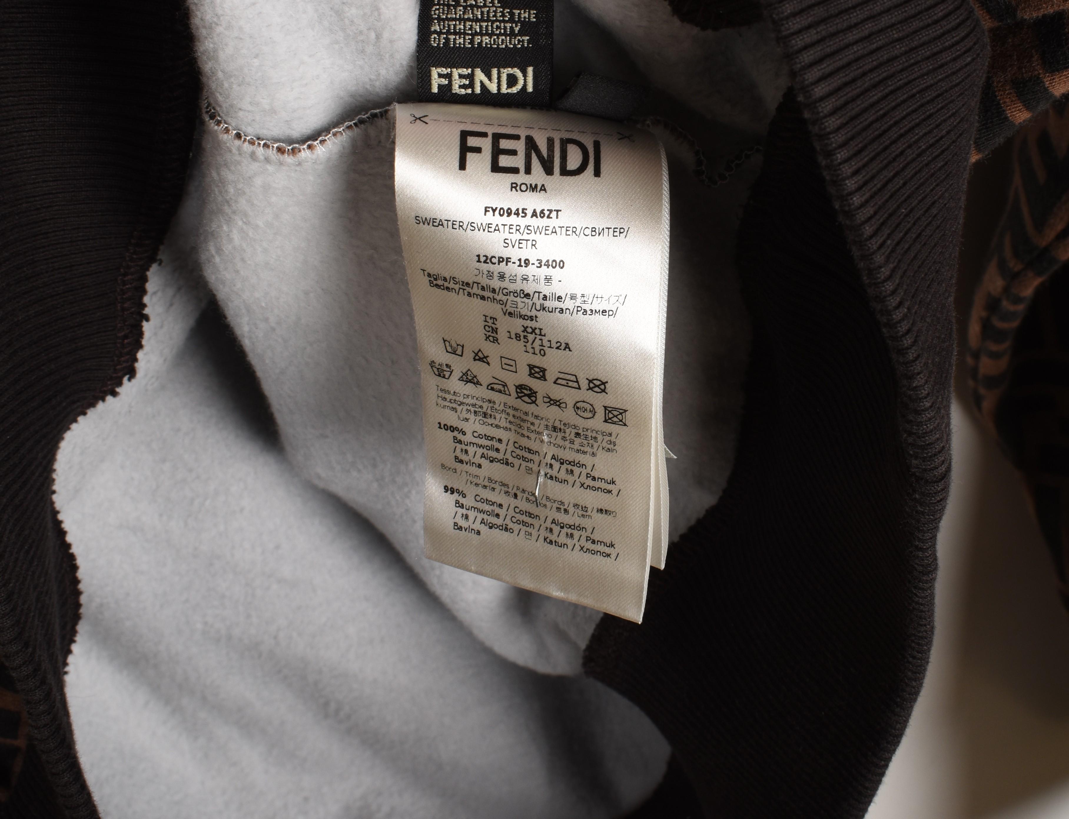 Fendi Men Hoodie Jumper FF Monogram Size XXL, S14566 For Sale 2