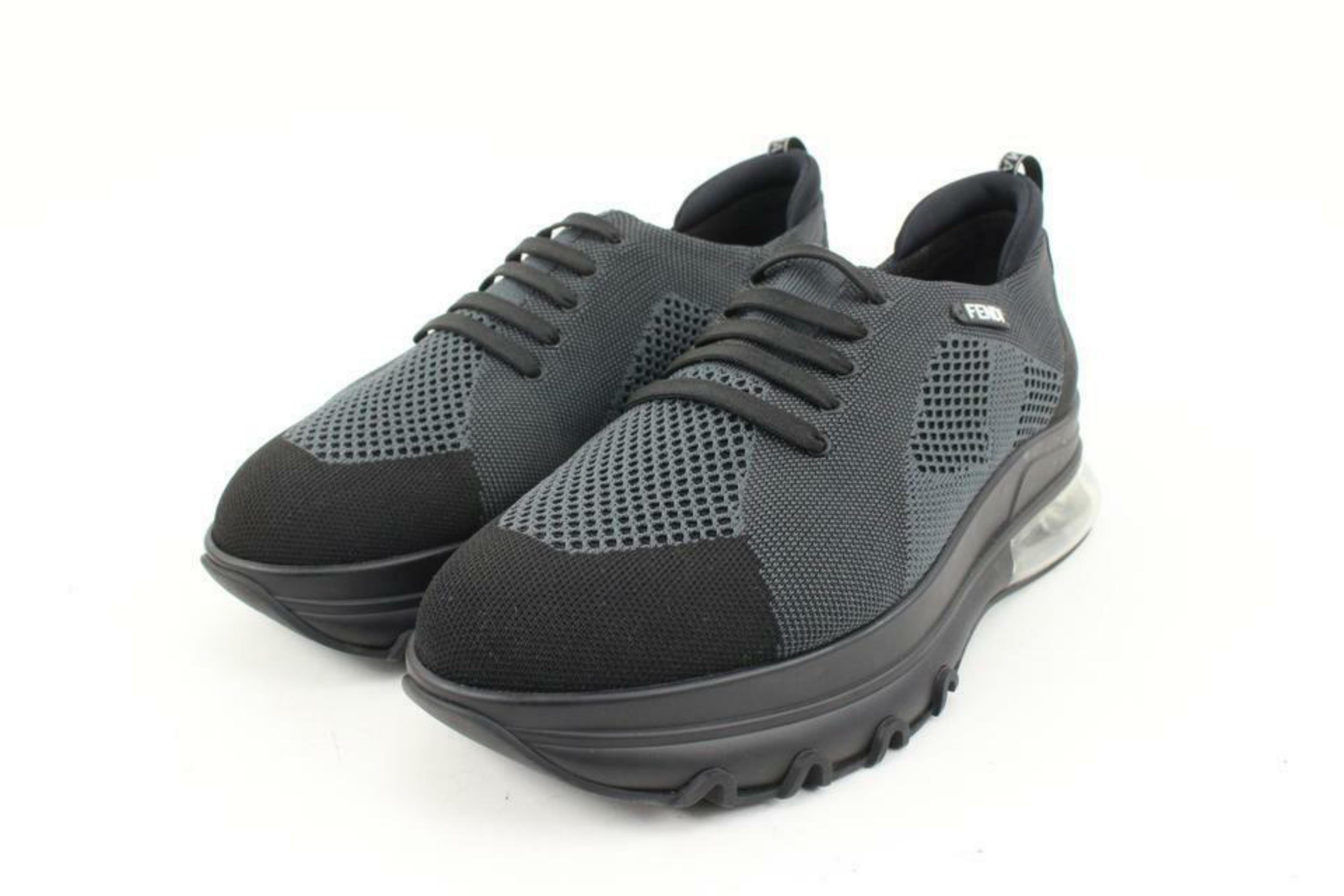 Fendi Mens 9EU Black Slip-On Logo Calfskin Mesh Low Top Sneakers 7E1234 For Sale 8