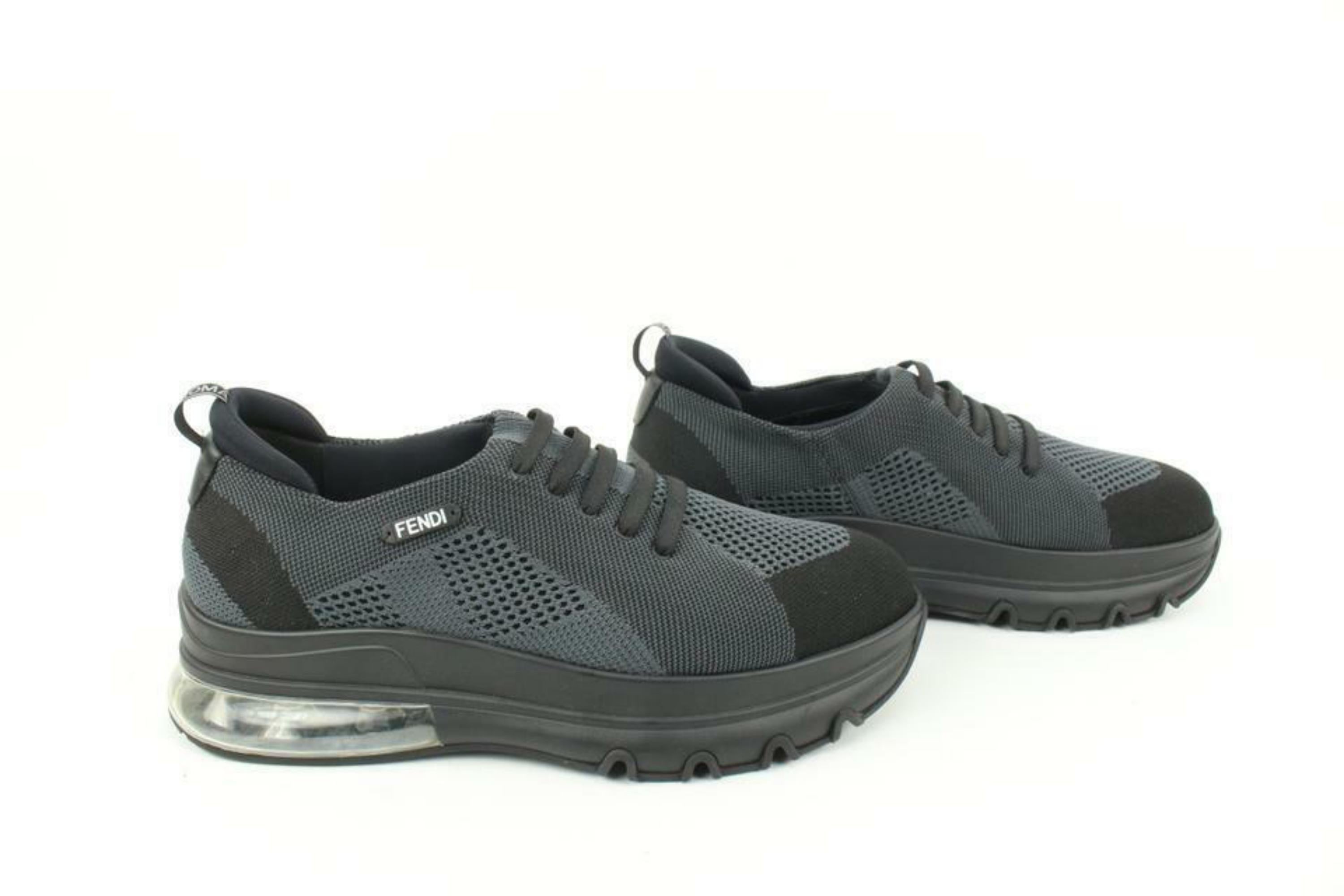 Fendi Mens 9EU Black Slip-On Logo Calfskin Mesh Low Top Sneakers 7E1234 For Sale 4