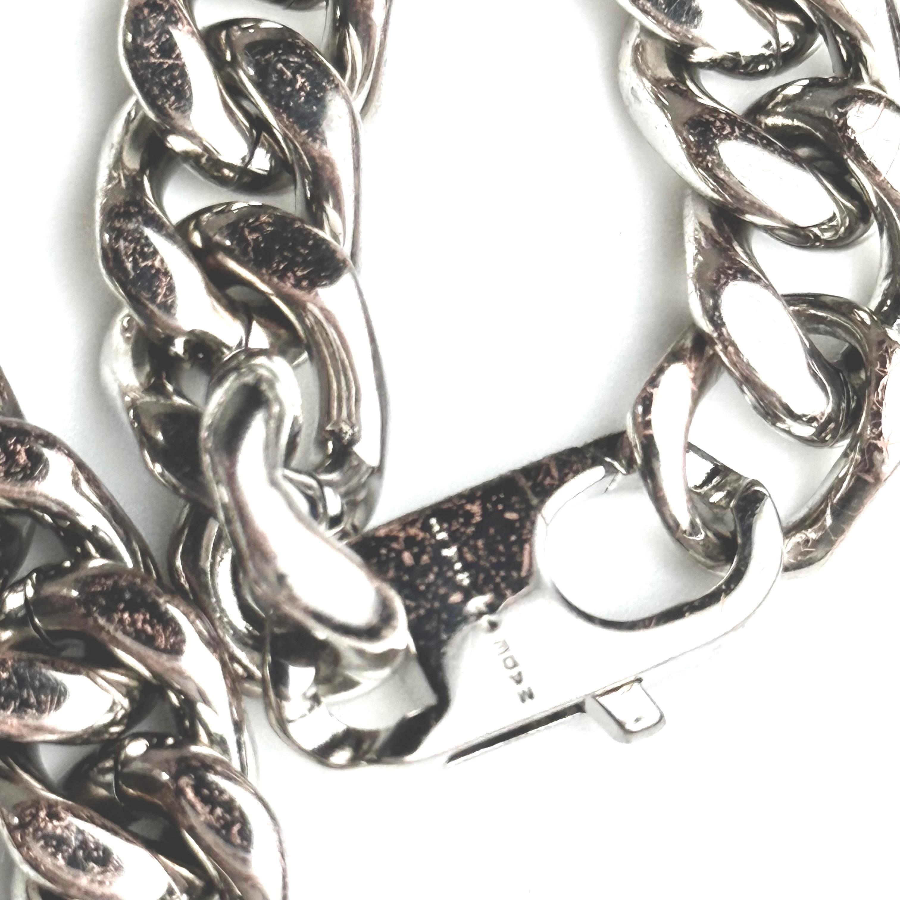 Uomo Fendi Collana a catena cubana da uomo H30737K Finitura Palladio Argento in vendita