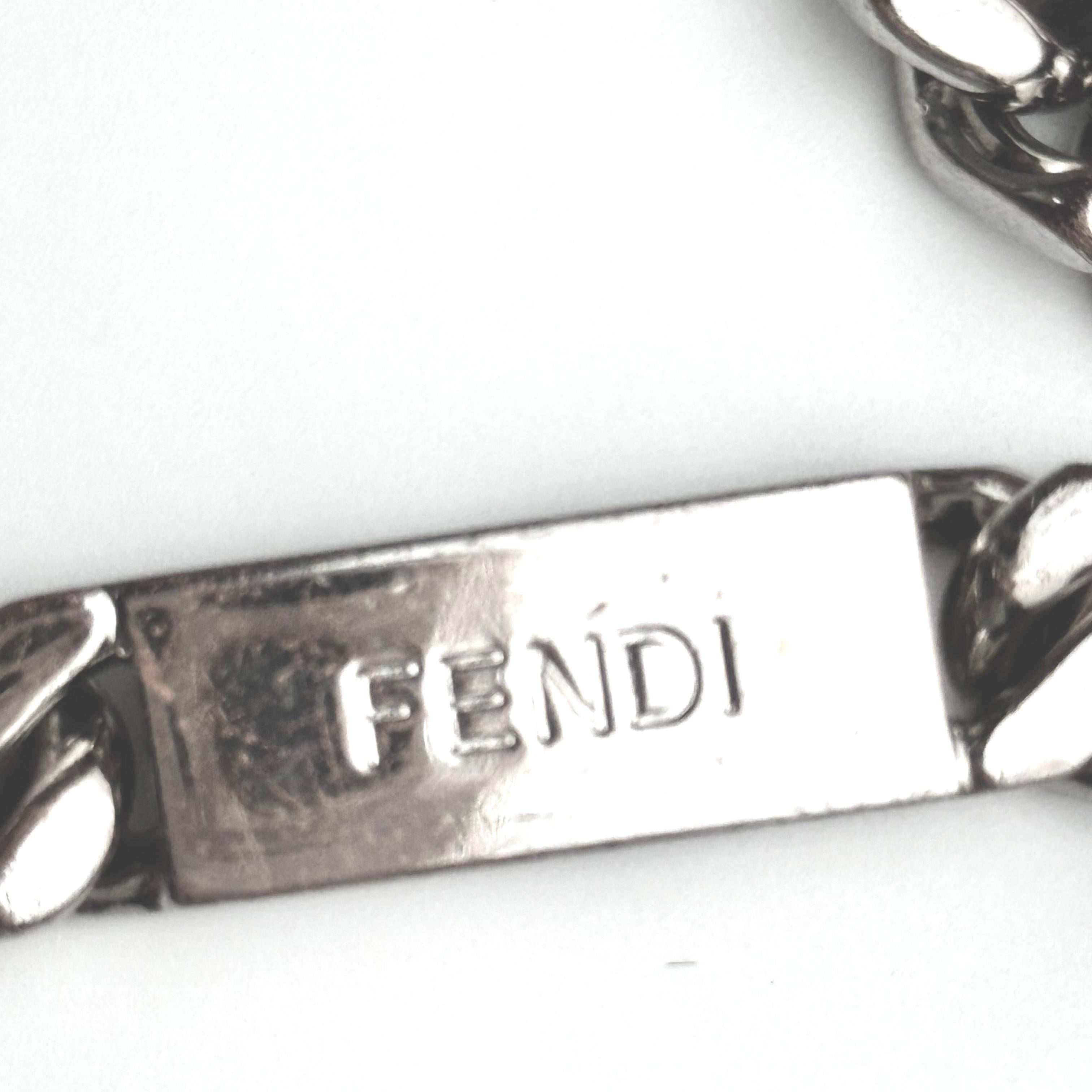 Fendi Collana a catena cubana da uomo H30737K Finitura Palladio Argento in vendita 4