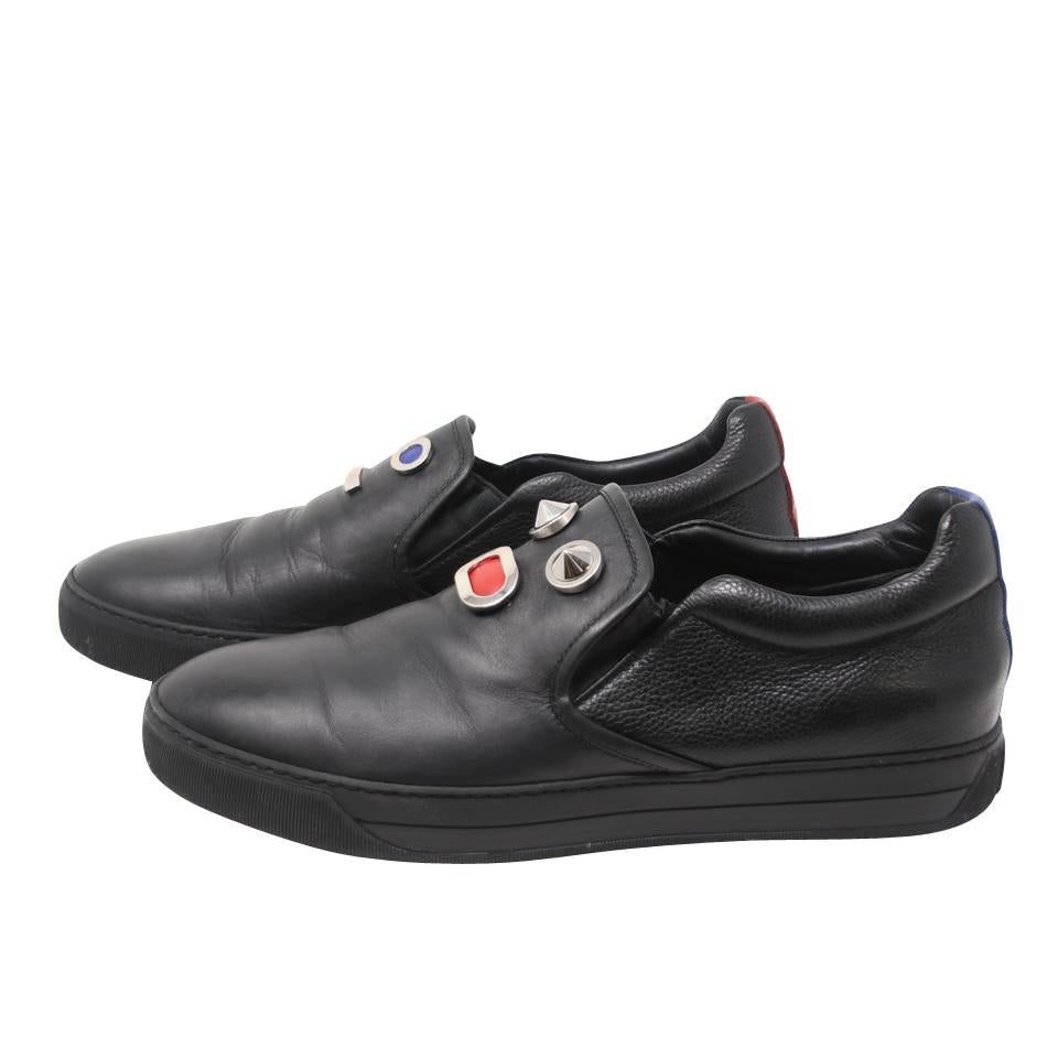 Fendi Hombres Caras Metálicas Piel Zapatillas Slip on Tallas 10 en Bueno estado para la venta en Downey, CA
