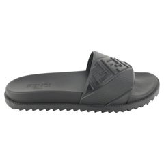 Fendi Men's UK 8 or US 8.5 Nero Diagonal FF Slide Sandals 95f526s