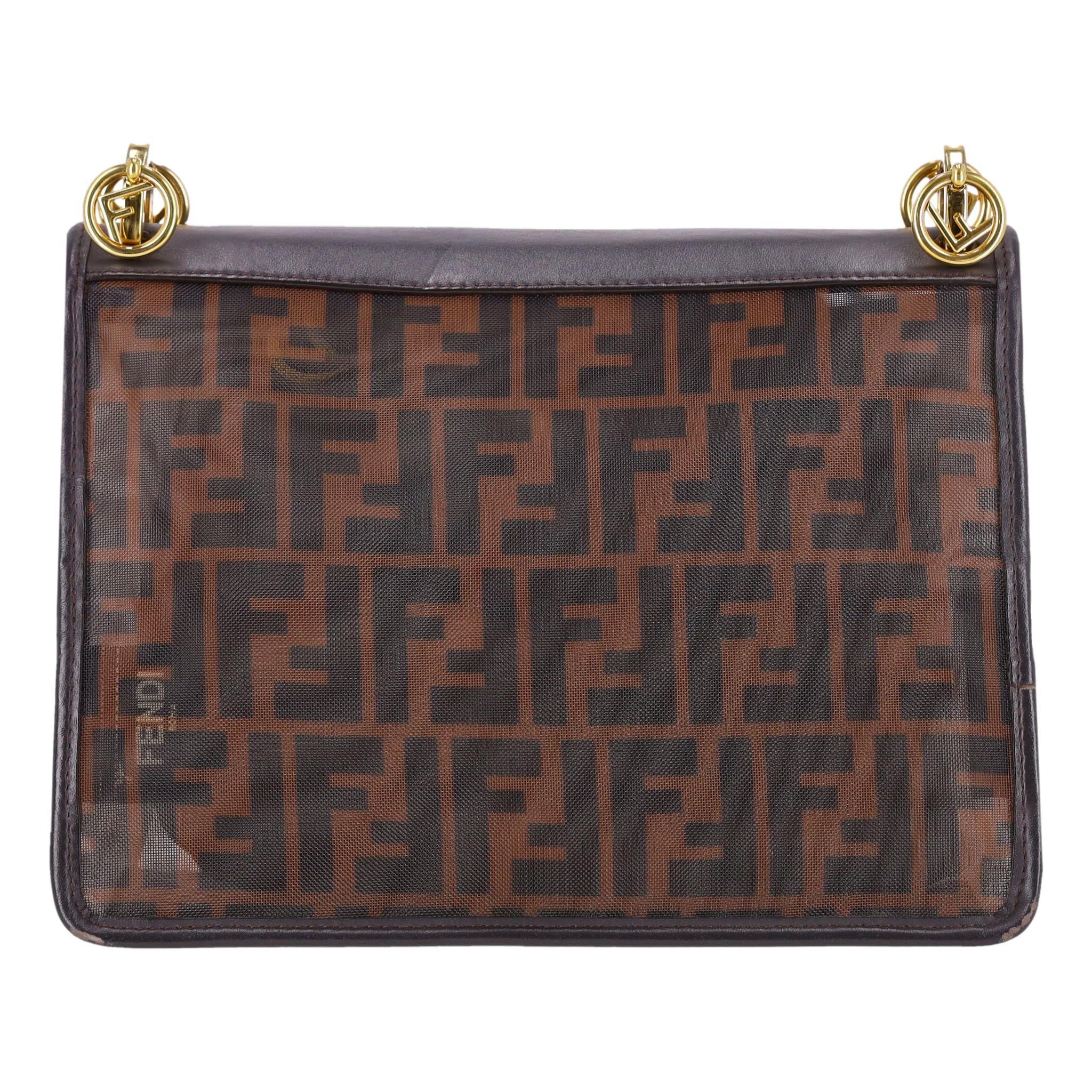 Fendi Mesh Vitello Century 'FF' Monogram 1974 Kan Shoulder Bag Excellent état - En vente à London, GB