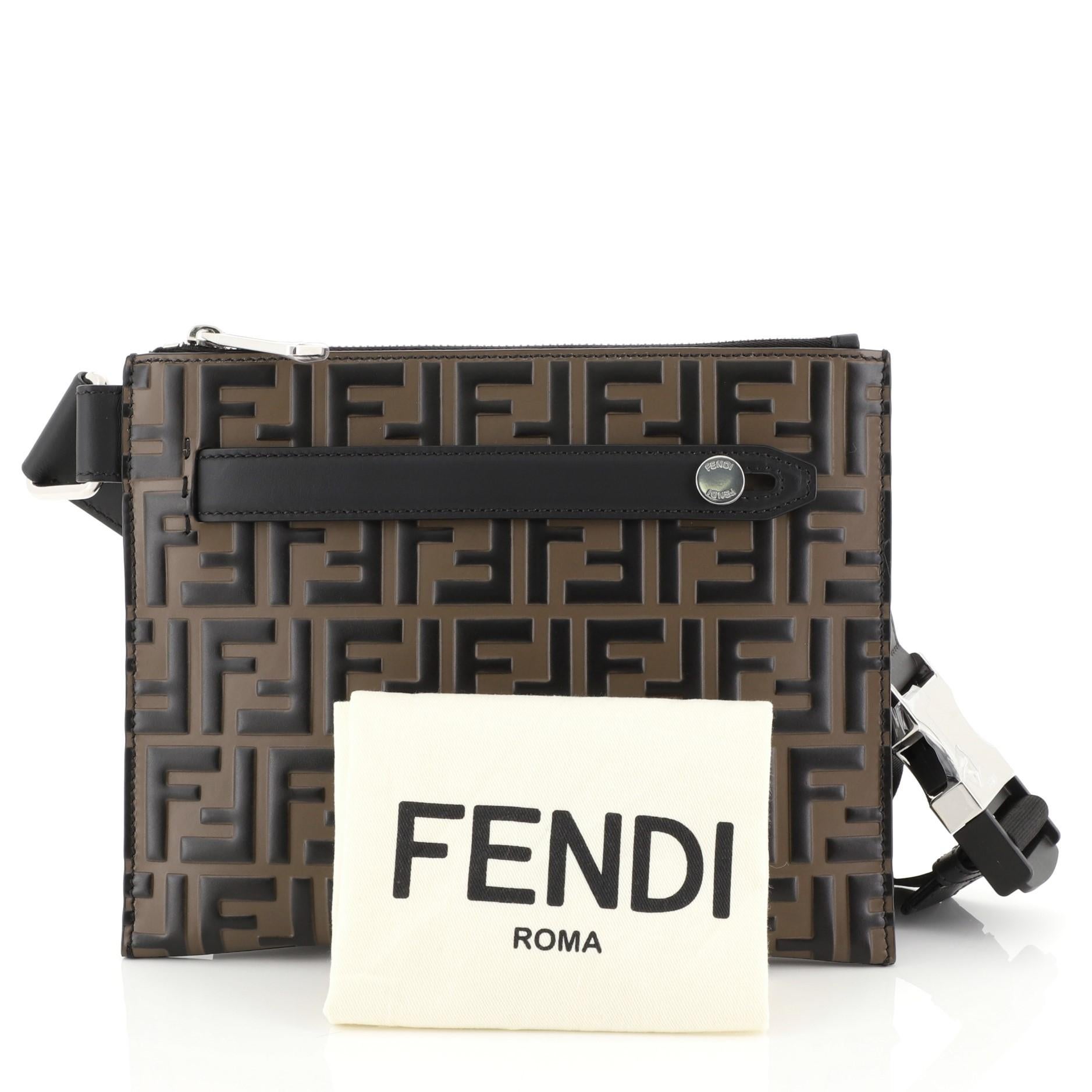 Fendi Messenger Bag Logo Embossed Leather at 1stDibs | faux chanel bags