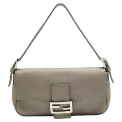 Fendi Metallic Beige Selleria Leather Baguette Bag