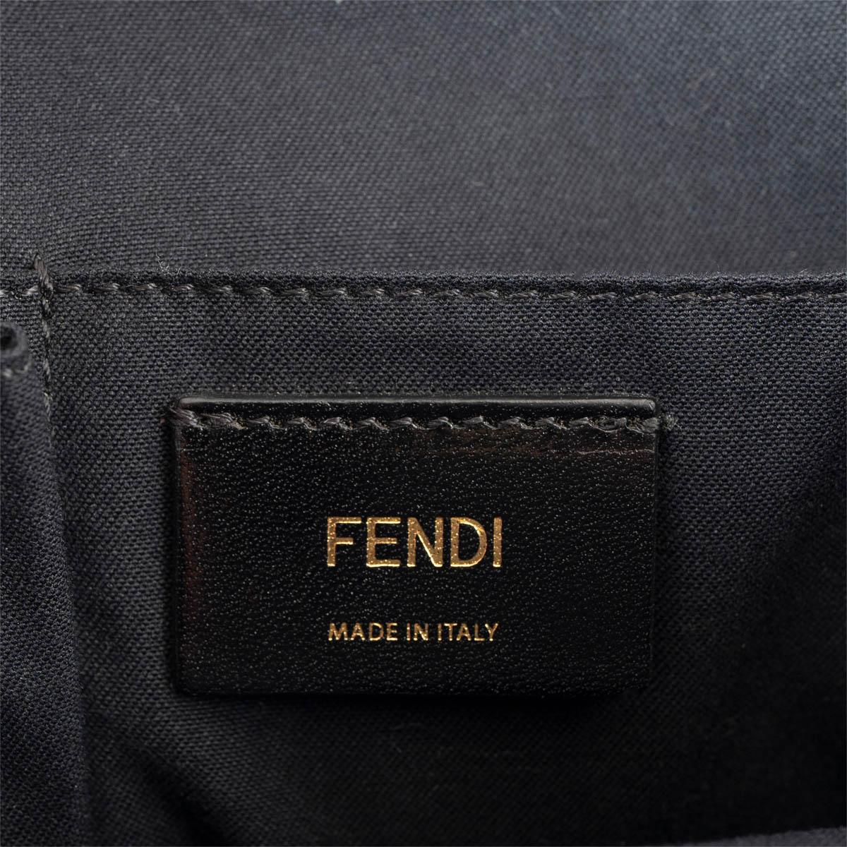 FENDI sac à main 2JOURS en cuir noir métallisé FAUX CROC MEDIUM en vente 2