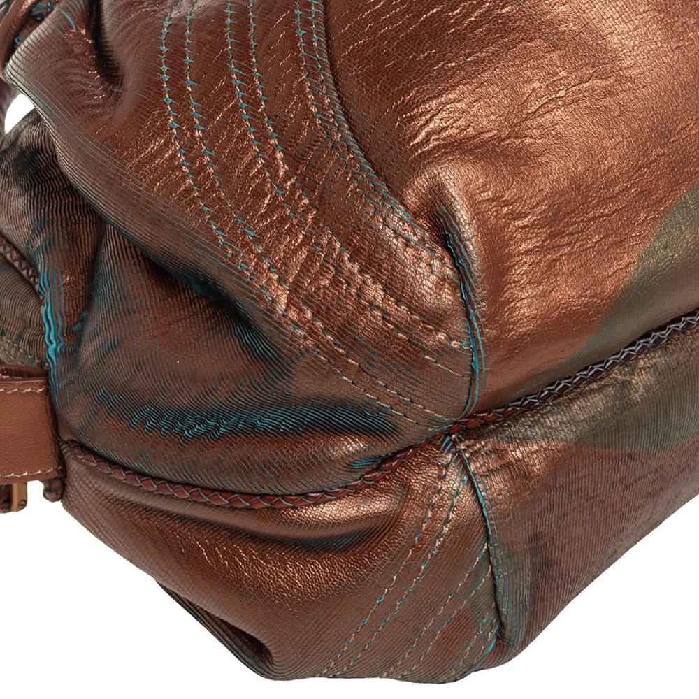 Fendi Metallic Bronze Textured Leather Baby Spy Bag 2