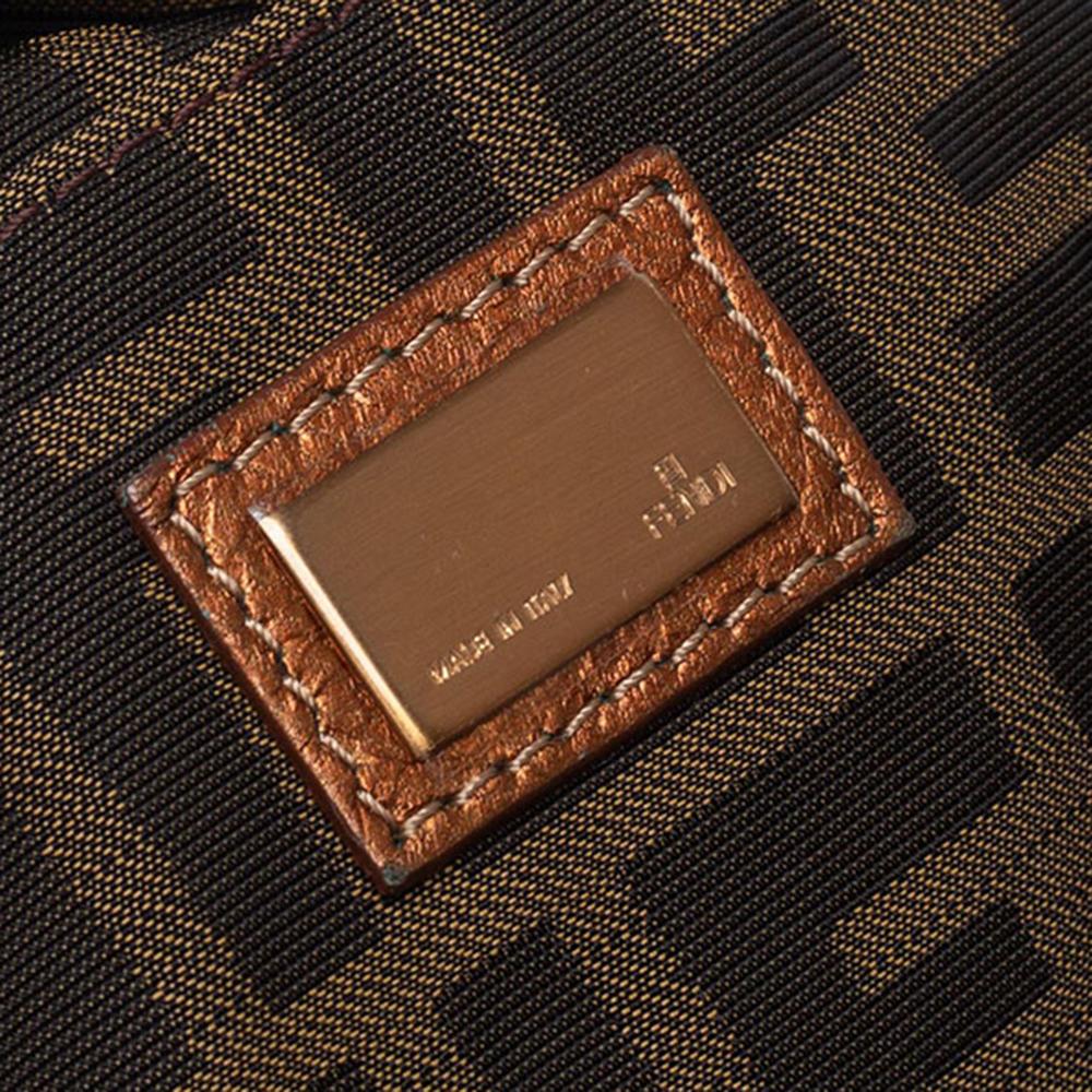 Women's Fendi Metallic Bronze Textured Leather Baby Spy Bag