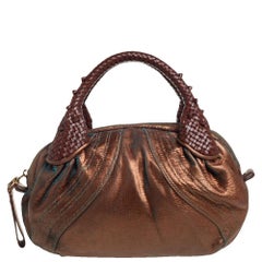 Used Fendi Metallic Bronze Textured Leather Baby Spy Bag